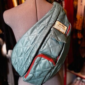 Kavu Teal Orange Original Rope Sling Bag Adjustable Strap Large